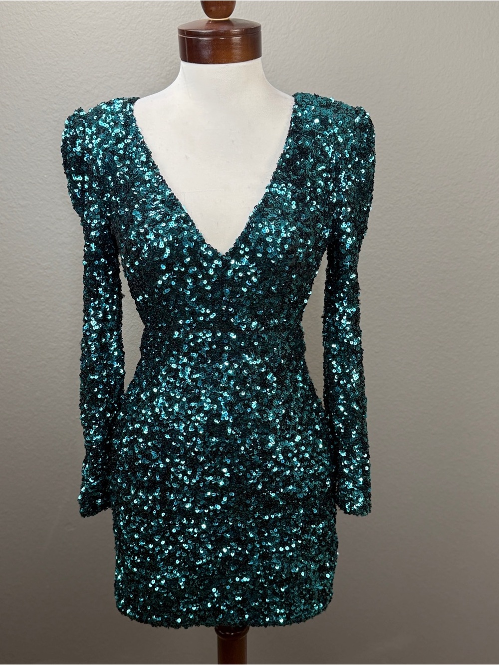 Lulus Brand New You Teal Blue Sequin Bodycon Mini Dress Sz XS Party Evening - Picture 3 of 14